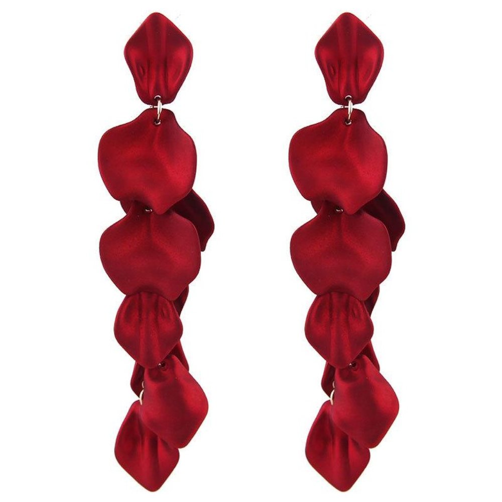 Boho Long Dangly Rose Petals Lightweight Earrings